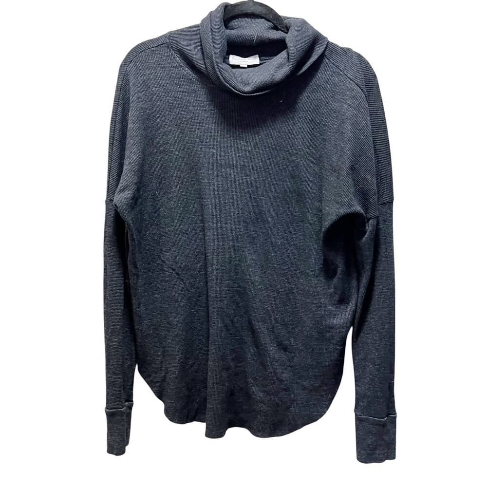 Michael Stars Los Angeles Grey Waffle Knit Cowl Neck Rounded Sweater Size Medium
